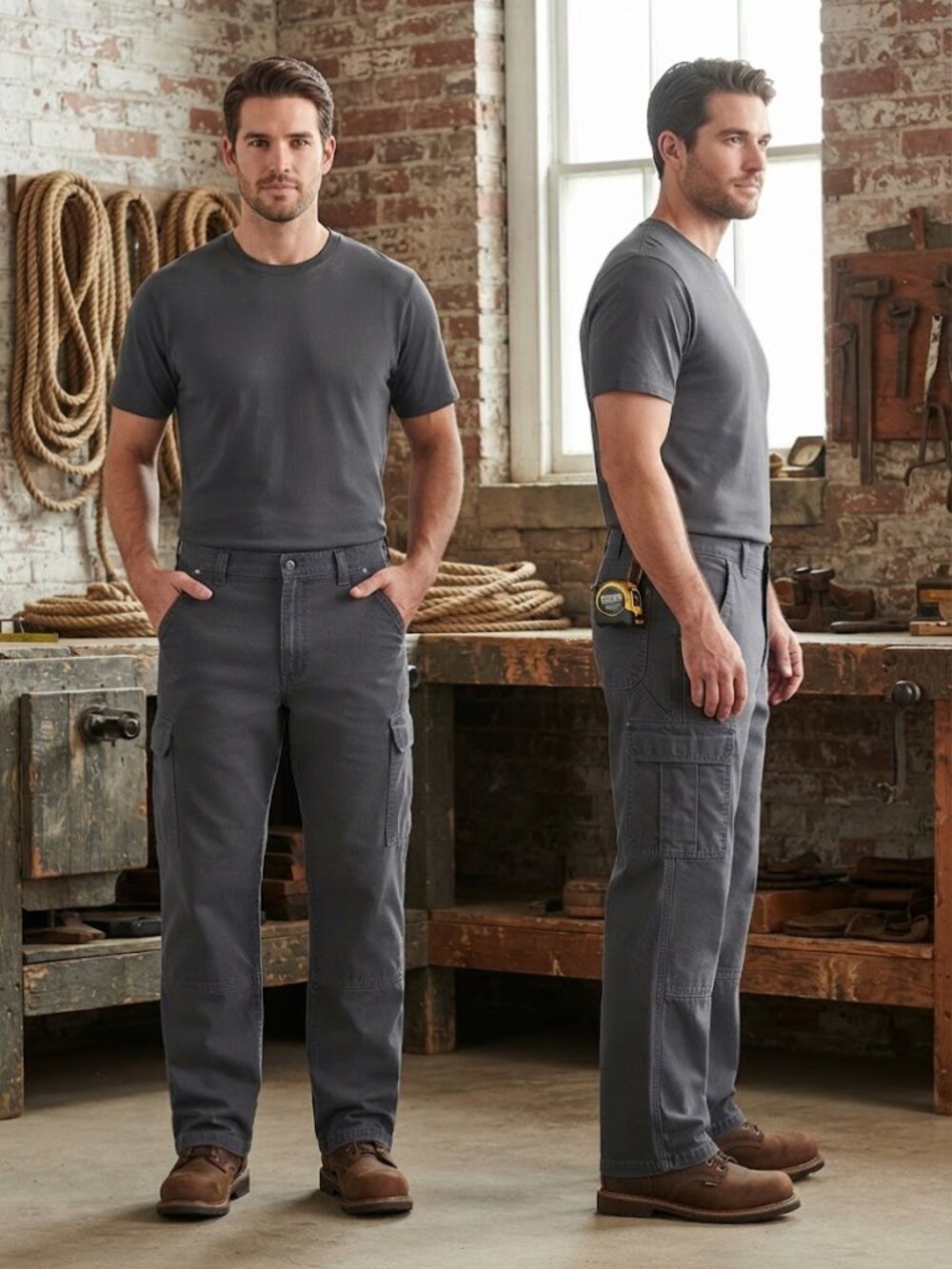 Duluth Trading Co. Flex Fire Hose Grey Cargo Pants Men’s - Size 42x30